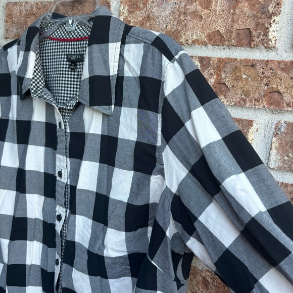 Talbots Black Buffalo Check Flannel Button Front Top Size 2X - Picture 4 of 7